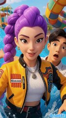 Huntrix and Saja Boys Enjoy Water Slides, KPop Demon Hunters #kpopdemonhunters #kpdh #huntrix #sajaboys