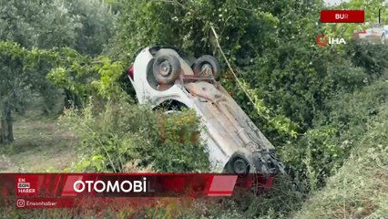 Bursa’nın İznik ilçesinde otomobil zeytinliğe uçtu