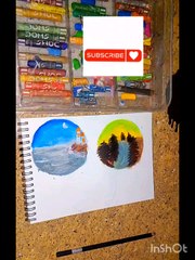scenery drawing oil pastels ।। how to draw scenery.