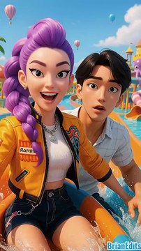 Huntrix and Saja Boys Enjoy Water Slides, KPop Demon Hunters #kpopdemonhunters #kpdh #huntrix #kpop