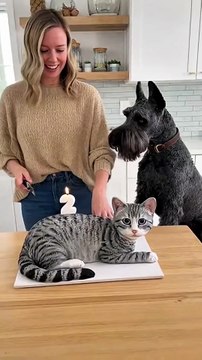 🤣 She Cuts a Cat Cake 🍰 — and the Real Cat Totally Freaks Out! 😹 “Calma, é só bolo!” 🎬