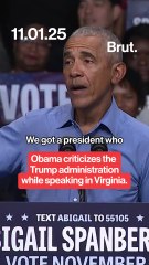 Obama criticizes the Trump administration while speaking in Virginia.
