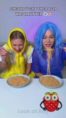 Floating pasta prank on my sister 😂🍝😱 #funny #prank #siblings