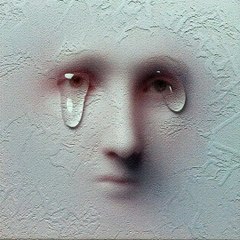 The face crys in slow motion no camera move