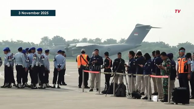 Detik-Detik Pesawat Airbus A400M Pertama Indonesia Tiba di Jakarta, Disambut Water Salute