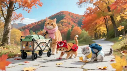 Maple Camping Stream Scare! 🍁😱 Tiger-Hat Kitten Leaps In to Save Silver Gradient 🐾