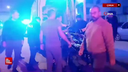 Çorum'da bina boşluğuna kaçarak canını zor kurtardı