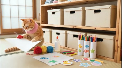 Silver Gradient Kitten Trapped in Yarn! 🧶😿 Tiger-Hat Rushes to Help — Trash Transforms into Cardboard Castle 🏰🐾