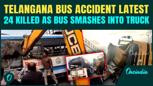 Telangana Bus Accident Breaking: TSRTC Bus COLLIDES With Truck, 24 Dead & Dozens CRITICALLY Injured