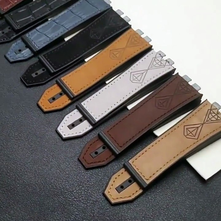 28mm Frosted Leather With Silicone Bottom Watch Strap For Hublot Big Bang 45mm 411 415 401