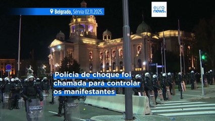 Aumentam tensões durante protestos em frente ao parlamento sérvio em Belgrado