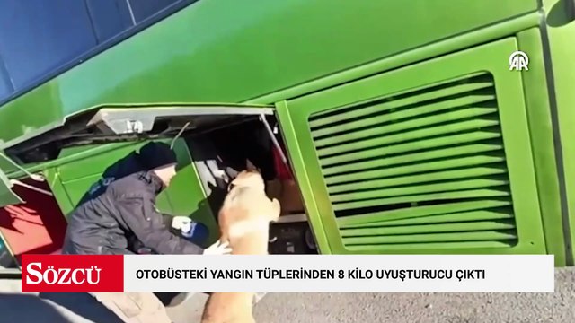 Otobüsteki yangın tüplerinin içinde 8 kilogram uyuşturucu ele geçirildi