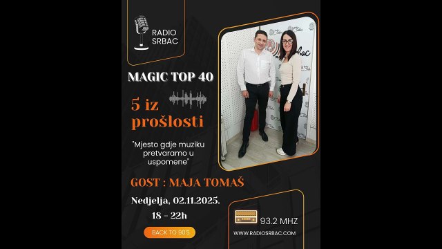 MAJA TOMAŠ | MAGIC TOP 40 | Rubrika 5 iz prošlosti | Radio Srbac | 02.11.2025.