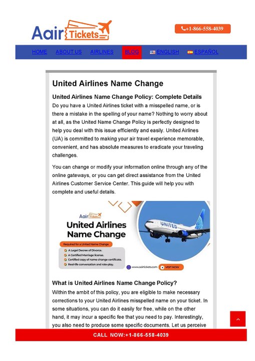 United Airlines Name Change Policy