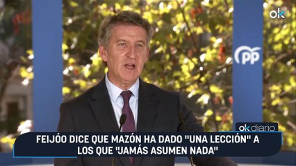 Feijóo dice que Mazón ha dado "una lección" a los que "jamás asumen nada"
