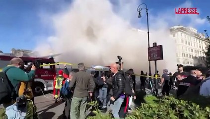 Roma, ulteriore cedimento della Torre dei Conti: il momento del crollo