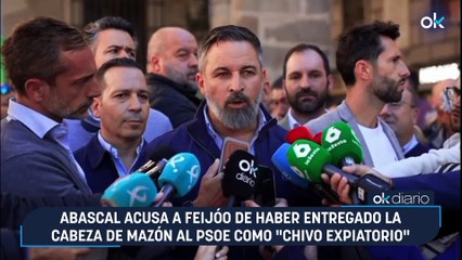 Abascal acusa a Feijóo de haber entregado la cabeza de Mazón al PSOE como chivo expiatorio