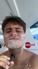 Séance rasage pour Basile Bourgnon - Voile - Transat Café L'Or