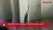 Kocaeli'de kolonları çatlayan 3 katlı bina tahliye edildi