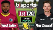 West Indies vs New Zealand 2025 | WI vs NZ 1st T20I Match Preview |