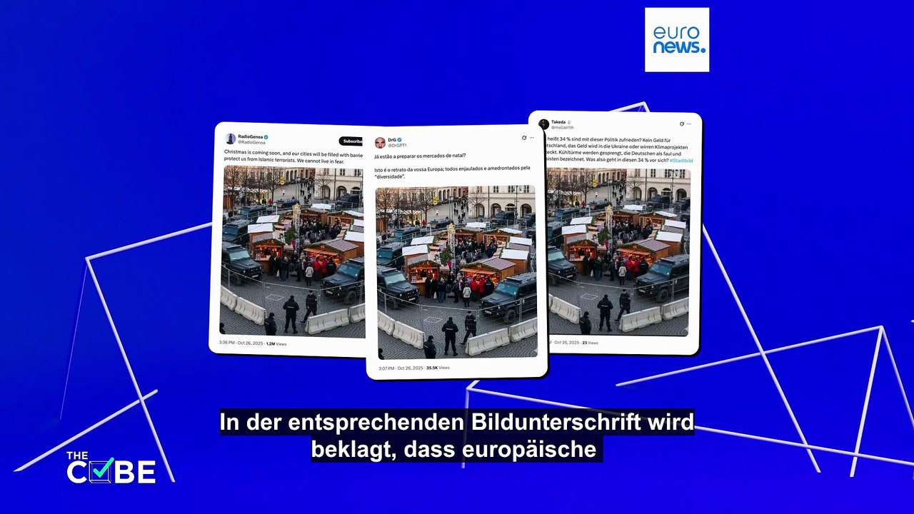 Foto eines weihnachtsmarkts mit massiver polizeipräsenz sorgt für spekulationen