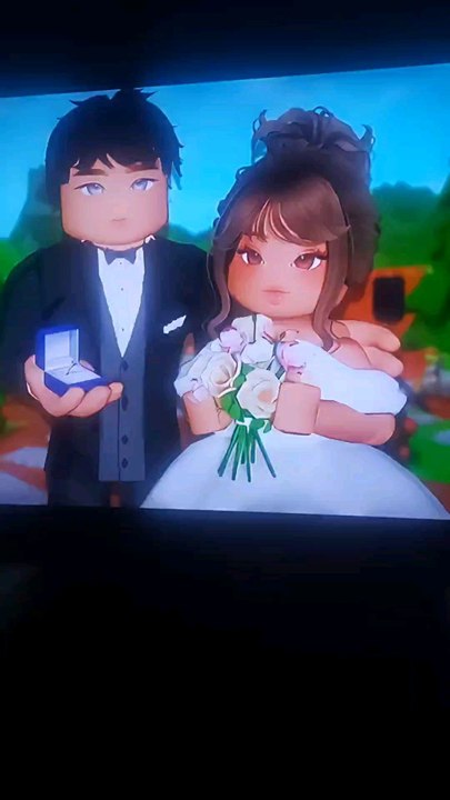 At the Wedding in Bloxburg Roblox Phoebe and Josh are Hugging and kissing Boyfriend and Girlfriend/Husband and Wife