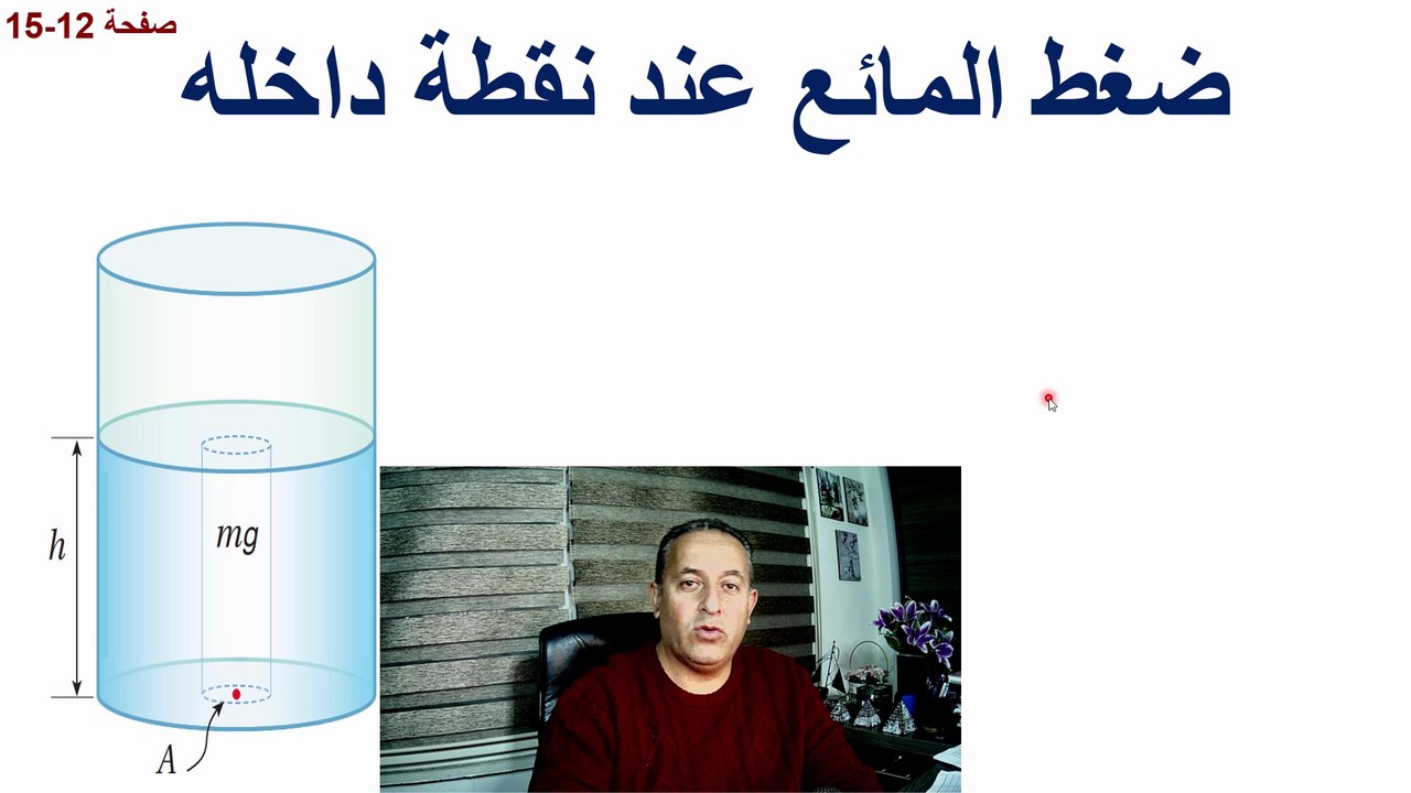 ضغط المائع عند نقطة داخلة والعوامل التي يعتمد عليها 12 + 16 فيزياء الصف التاسع الاساسي الفصل الدراسي الثاني قناة المجد للفيزياء ايمن غازي المنهاج الاردني