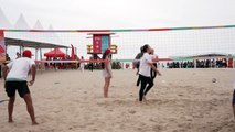 Prince William plays volleyball at Copacabana Beach