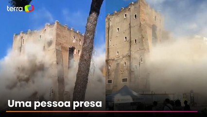 Torre medieval desaba parcialmente em Roma
