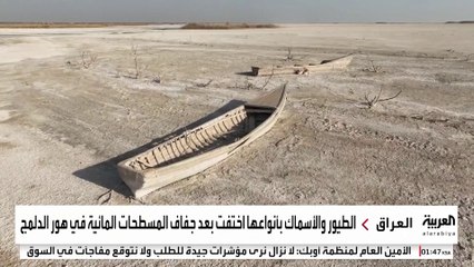 هياكل قوارب مهجورة على الأرض آخر ما تبقى بعد جفاف مسطحات مائية في العراق