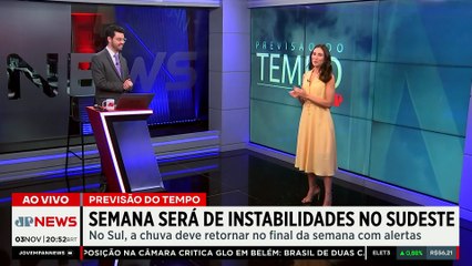 Previsão do tempo: Semana será de instabilidade e temporais no Sudeste