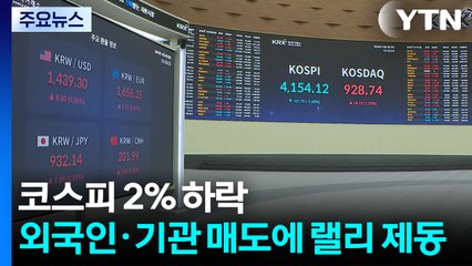 코스피 2% 하락...외국인·기관 매도에 랠리 제동 / YTN