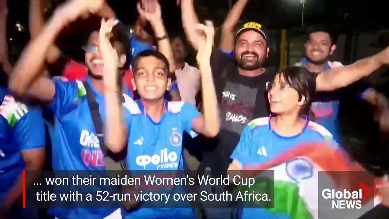 Fans celebrate India's 1st cricket Women's World Cup win over South Africa