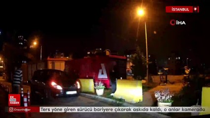 İstanbul Kağıthane'de dikkatsiz sürücü askıda kaldı