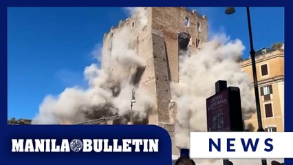 Medieval tower in Rome partially collapses during renovations, injuring a worker