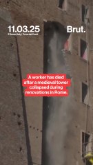 A worker has died after a medieval tower collapsed during renovations in Rome.