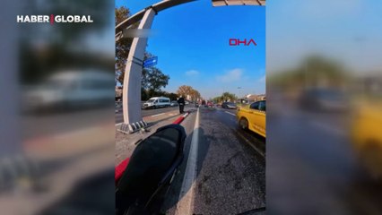 Yağ dökülen zemin sürücülere kabus oldu: Kayarak düştüler