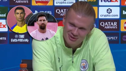 Preguntan a Haaland si se ve al nivel de Messi y Cristiano: "Nadie puede acercarse a ellos"