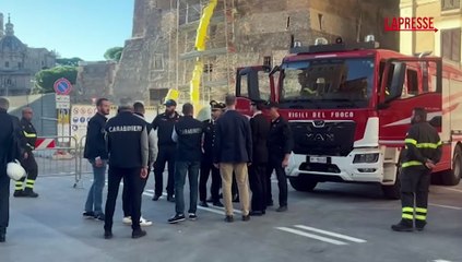 Crollo Torre dei Conti, sopralluogo dei Carabinieri con un drone