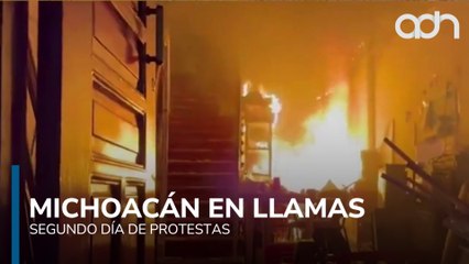 Michoacán bajo fuego: protestas se desbordan y terminan con incendios y enfrentamientos