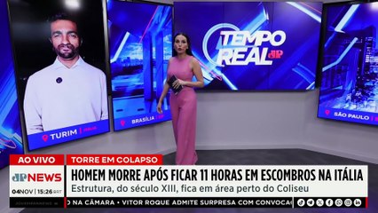 Tragédia em Roma: torre medieval desaba e deixa trabalhador morto | TEMPO REAL