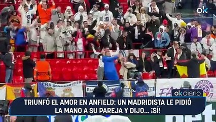 Triunfó el amor en Anfield: un madridista le pidió la mano a su pareja y dijo… ¡sí!