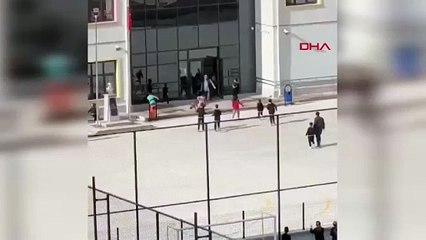 Teneffüste panik! Başıboş köpek okul bahçesine girdi