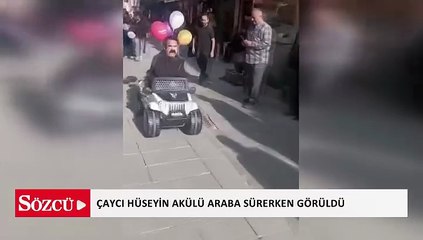 Çaycı Hüseyin akülü çocuk arabası sürdü