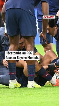 Touché à la cheville gauche, Achraf Hakimi sort, tout Ousmane Dembélé lors de PSG - Bayern Munich - Foot - Ligue des champions