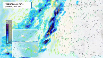 Após passagem de frente fria, prevê-se uma melhoria do estado do tempo para o fim de semana, com ausência de precipitação.
