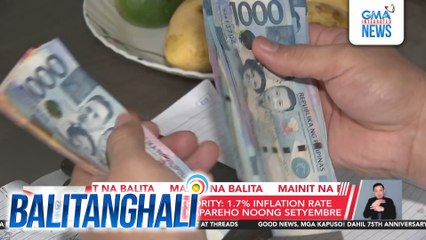 PHL Statistics Authority - 1.7% inflation rate nitong Oktubre, kapareho noong Setyembre | Balitanghali