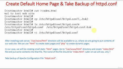 Create Default Page & Take Backup of Main Configuration File - Demo | Launch Single Website Using Apache Web Server | Apache Web Server