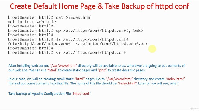 Create Default Page & Take Backup of Main Configuration File - Demo | Launch Single Website Using Apache Web Server | Apache Web Server