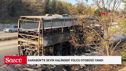 Karabük'te seyir halindeki yolcu otobüsü yandı